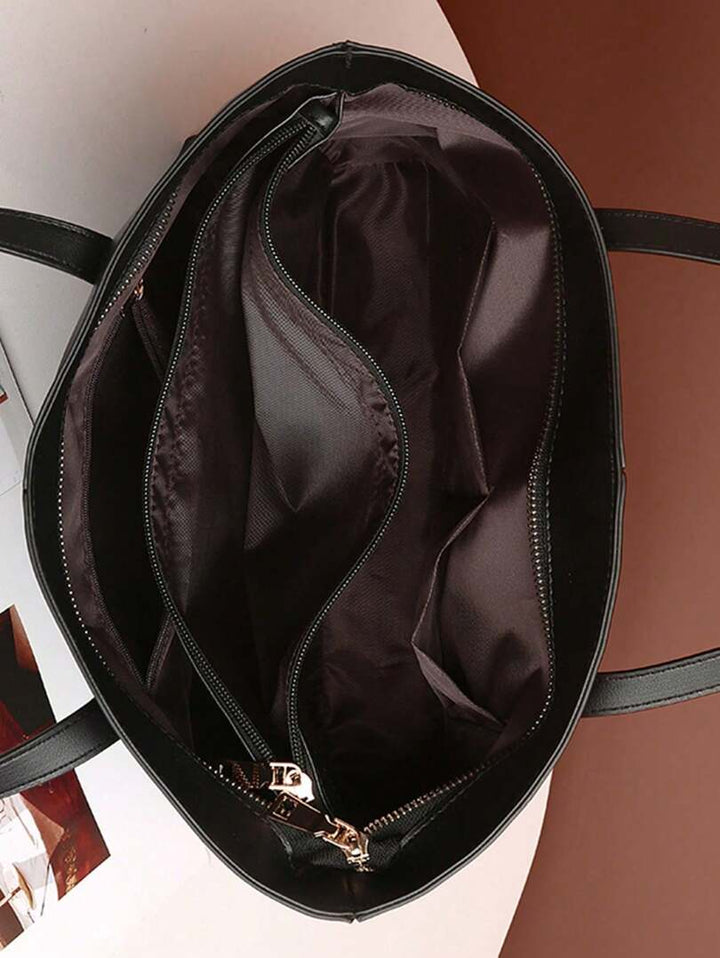 Large Leather Tote Bag, Women's Work Bag with Zipper