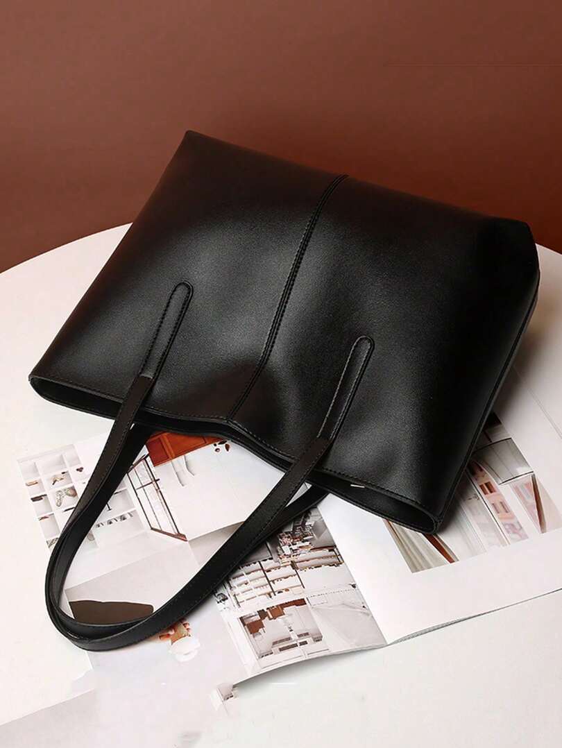 Large Leather Tote Bag, Women's Work Bag with Zipper