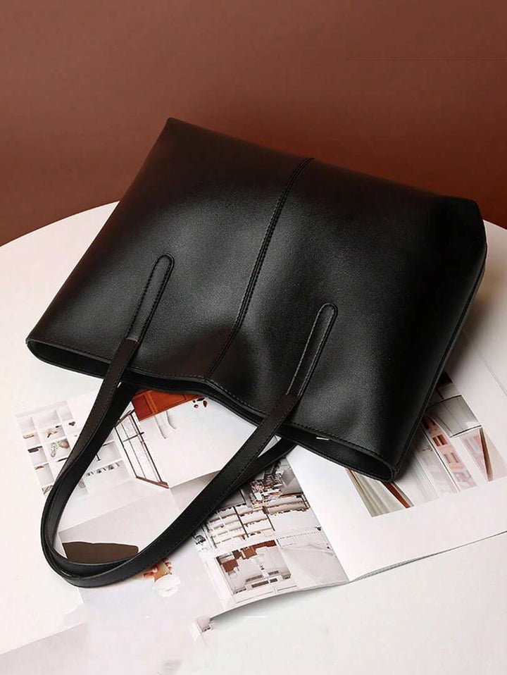 Large Leather Tote Bag, Women's Work Bag with Zipper