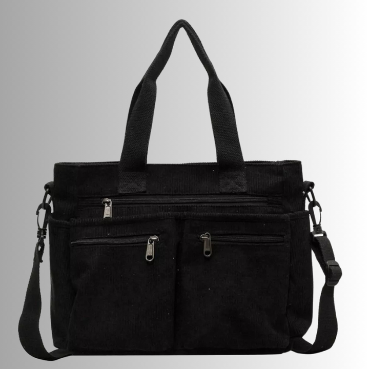 Cord Shoulder Bag with Multiple Pockets for Women