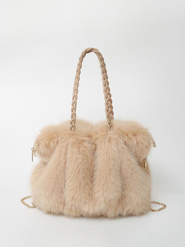 Plush Shoulder Tote Bag