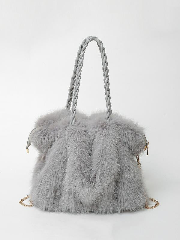 Plush Shoulder Tote Bag