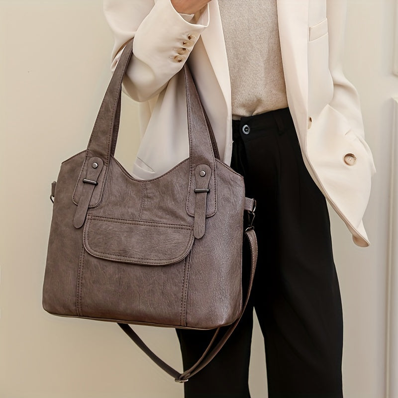 Large vegan cowhide bag, shoulder bag
