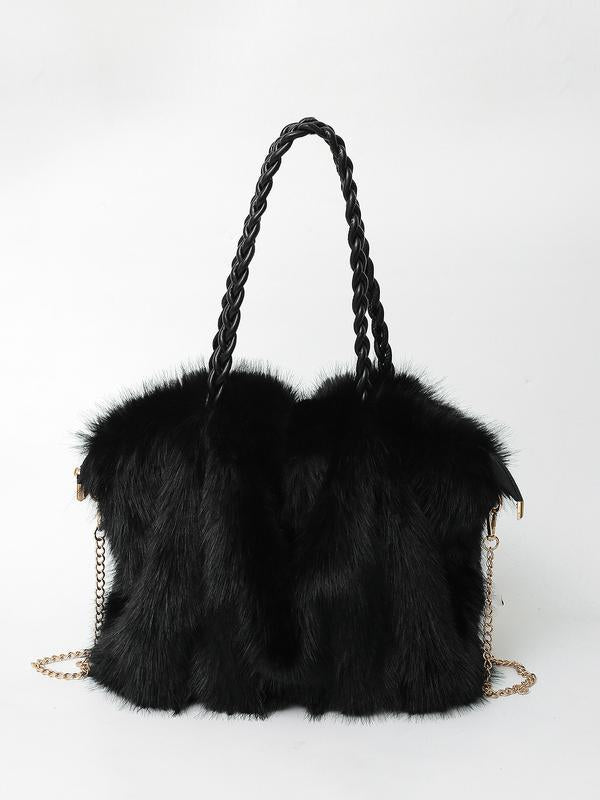 Plush Shoulder Tote Bag