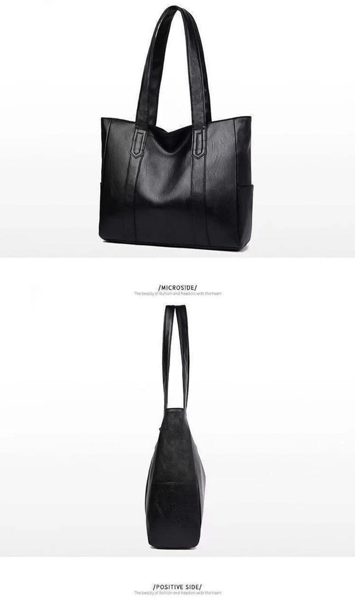 Leather Shoulder Bag Large Capacity Classic Vintage Style Elegant Tote Bag for Everyday