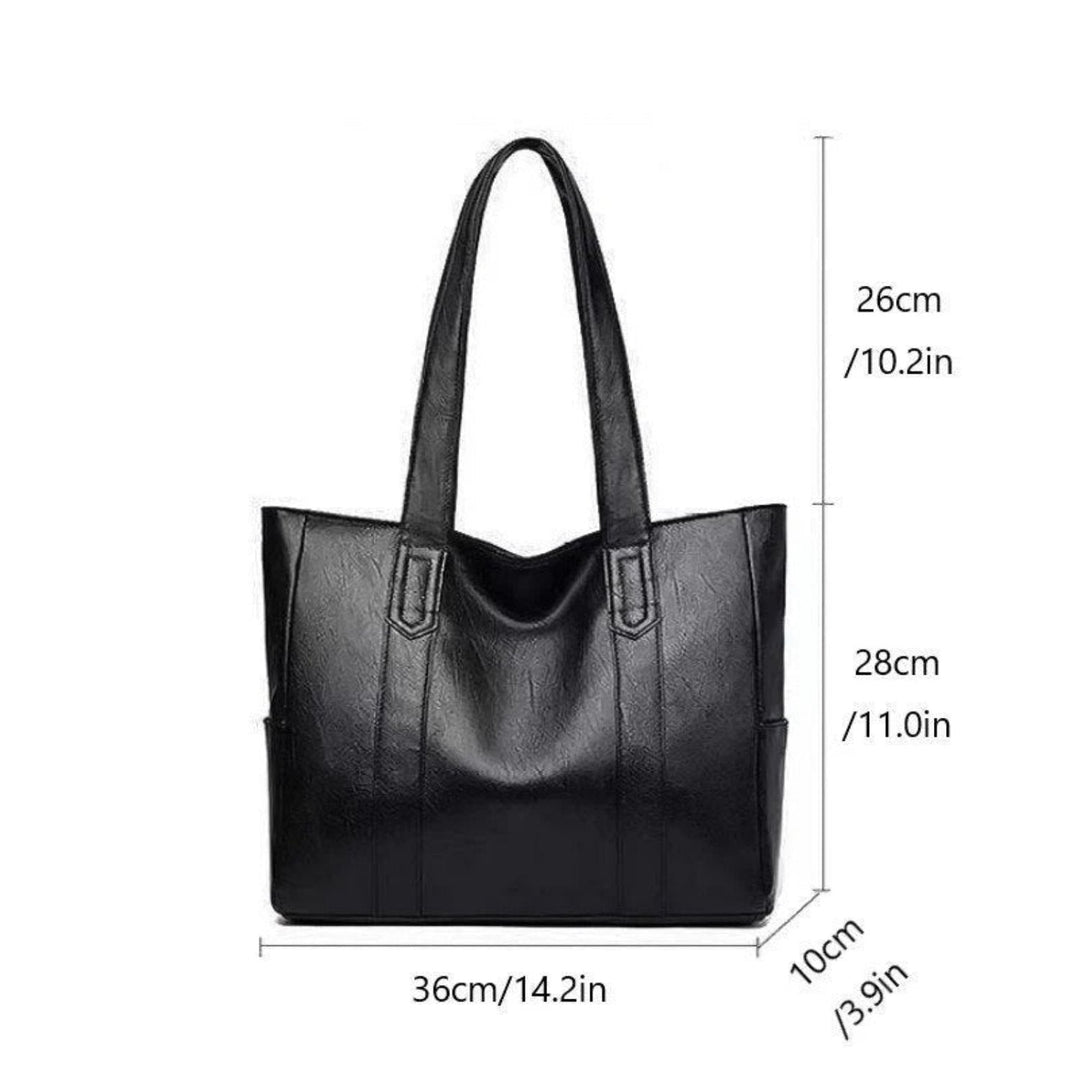Leather Shoulder Bag Large Capacity Classic Vintage Style Elegant Tote Bag for Everyday