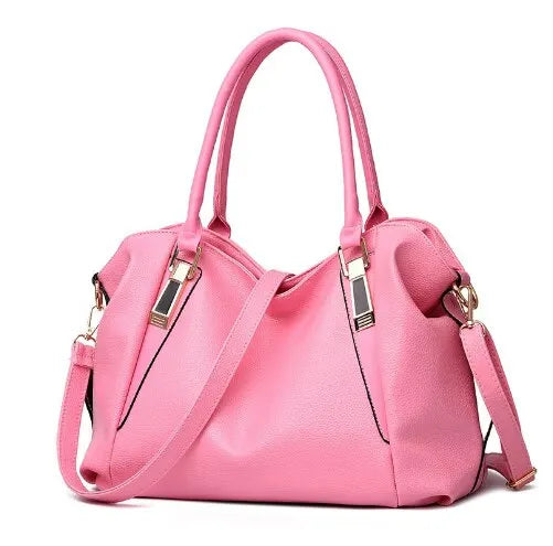 Solid color tote shoulder bag for women