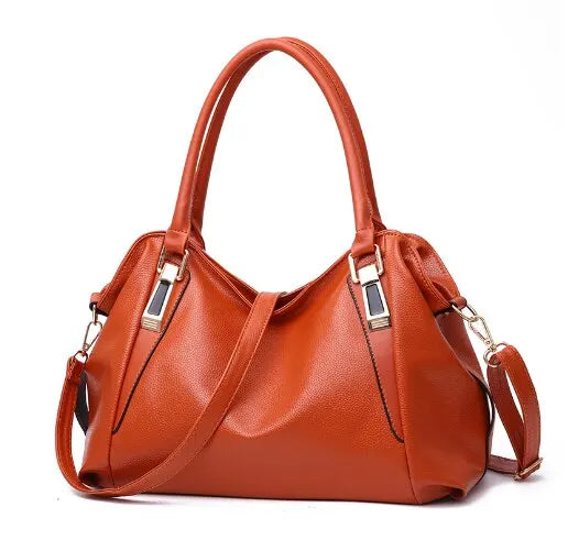 Solid color tote shoulder bag for women