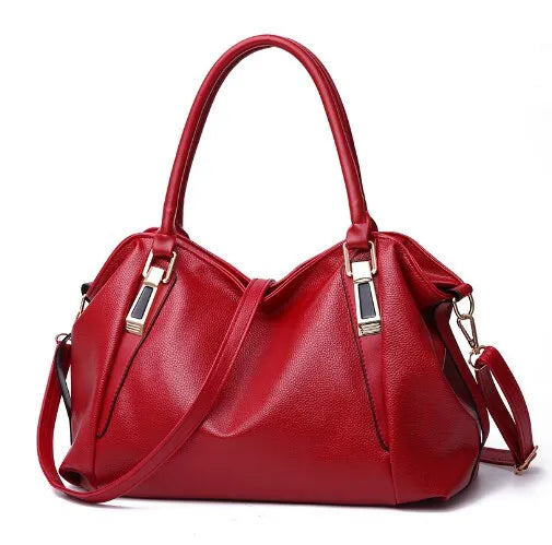 Solid color tote shoulder bag for women