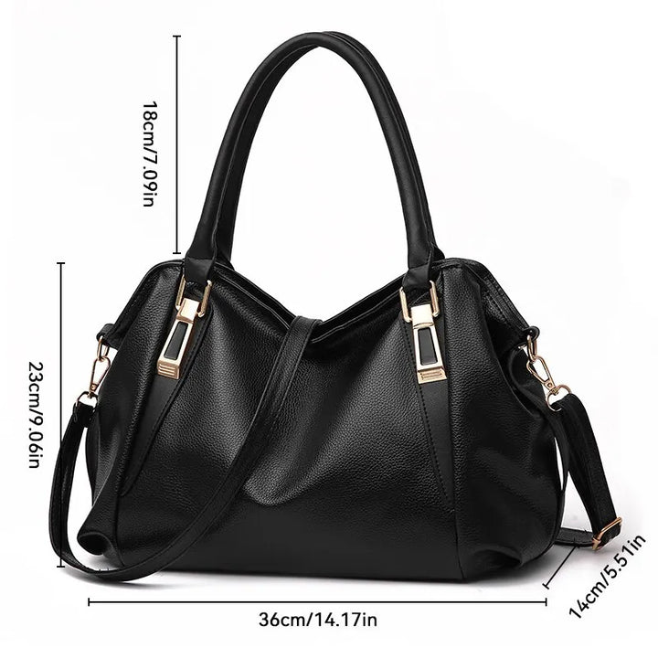 Solid color tote shoulder bag for women