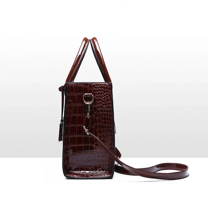 Large Capacity Crocodile Patent Leather Handbag