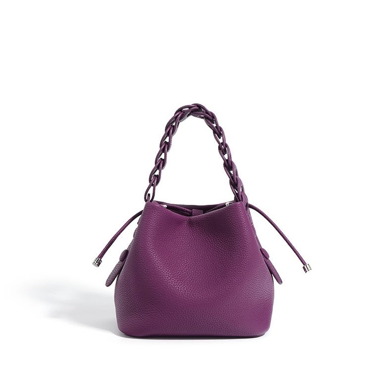 Women's Mini Bucket Bag with Braided Top Handle