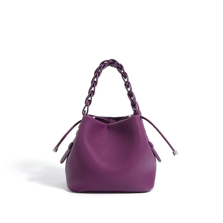 Women's Mini Bucket Bag with Braided Top Handle
