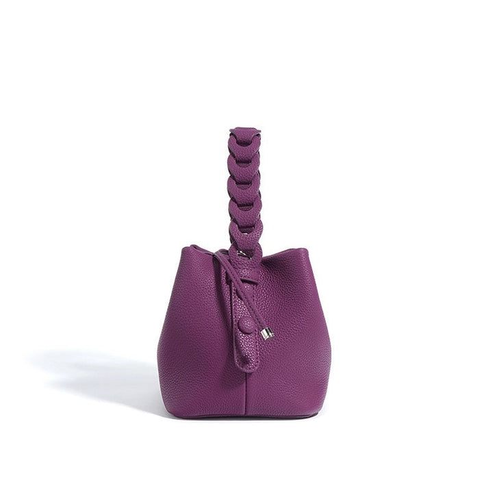 Women's Mini Bucket Bag with Braided Top Handle