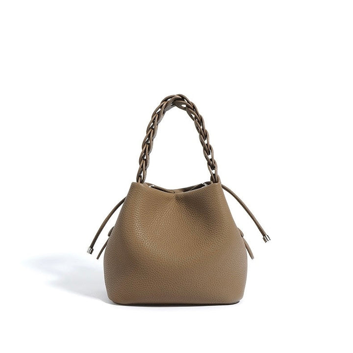 Women's Mini Bucket Bag with Braided Top Handle