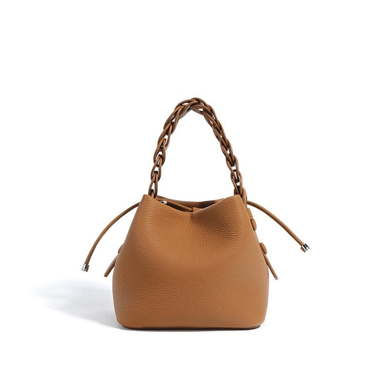 Women's Mini Bucket Bag with Braided Top Handle