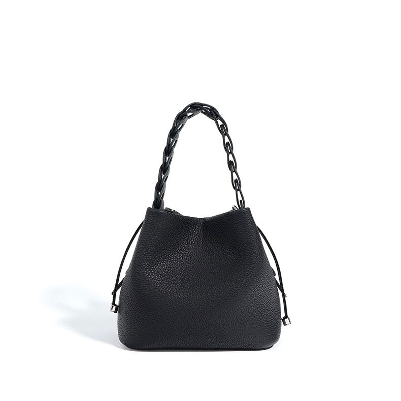 Women's Mini Bucket Bag with Braided Top Handle