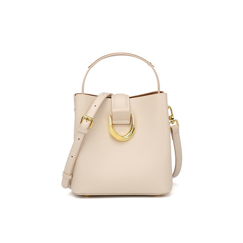 Bucket Bag with Gold D Ring and Crossbody Strap