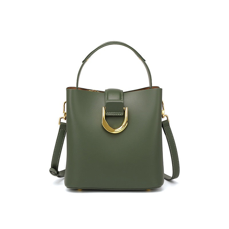 Bucket Bag with Gold D Ring and Crossbody Strap