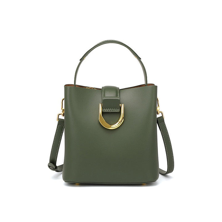 Bucket Bag with Gold D Ring and Crossbody Strap