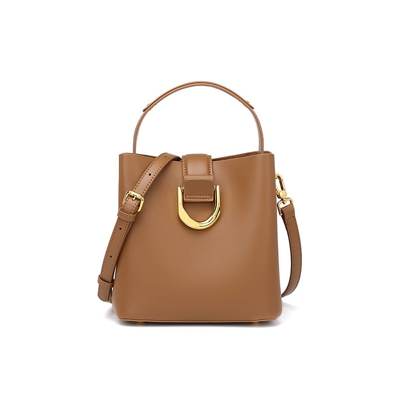 Bucket Bag with Gold D Ring and Crossbody Strap