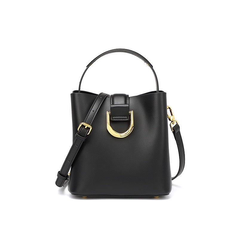 Bucket Bag with Gold D Ring and Crossbody Strap