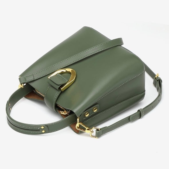 Bucket Bag with Gold D Ring and Crossbody Strap