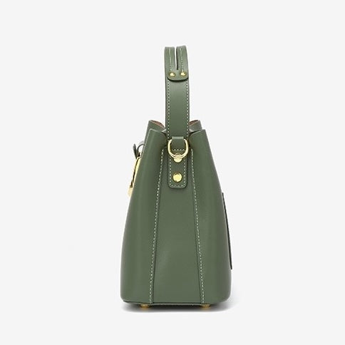 Bucket Bag with Gold D Ring and Crossbody Strap