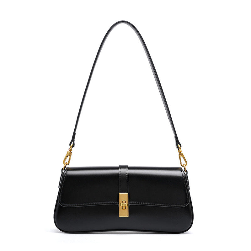 Ladies Baguette Bag with gold twist closure
