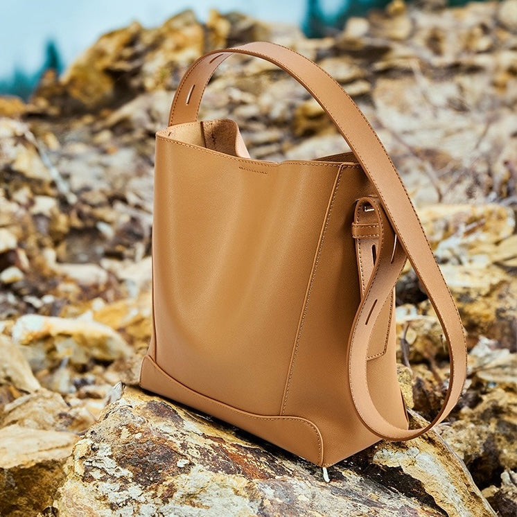 Women's Bucket Bag, Shoulder Bag with Inner Zipper Pocket