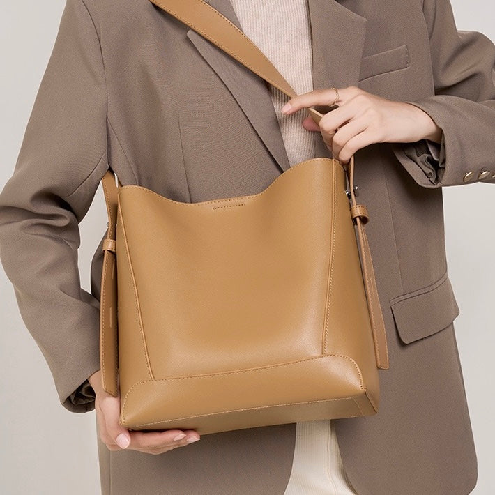 Women's Bucket Bag, Shoulder Bag with Inner Zipper Pocket