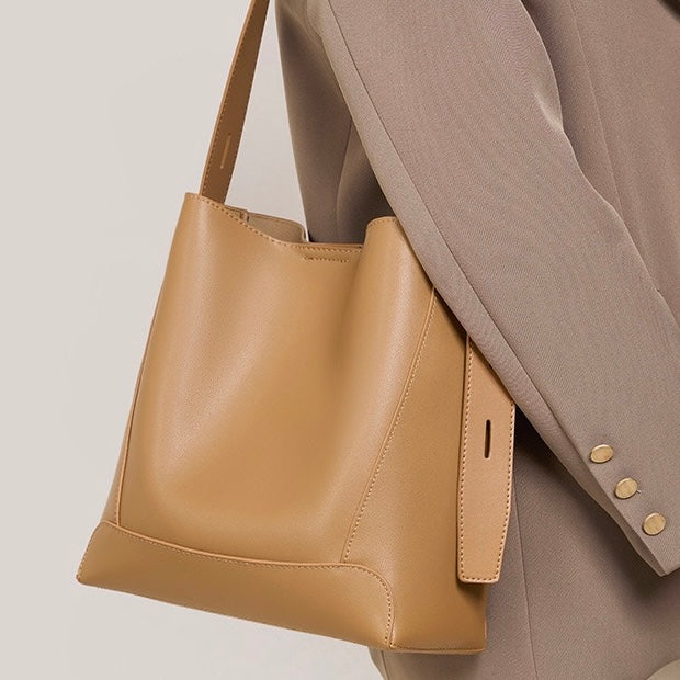 Women's Bucket Bag, Shoulder Bag with Inner Zipper Pocket