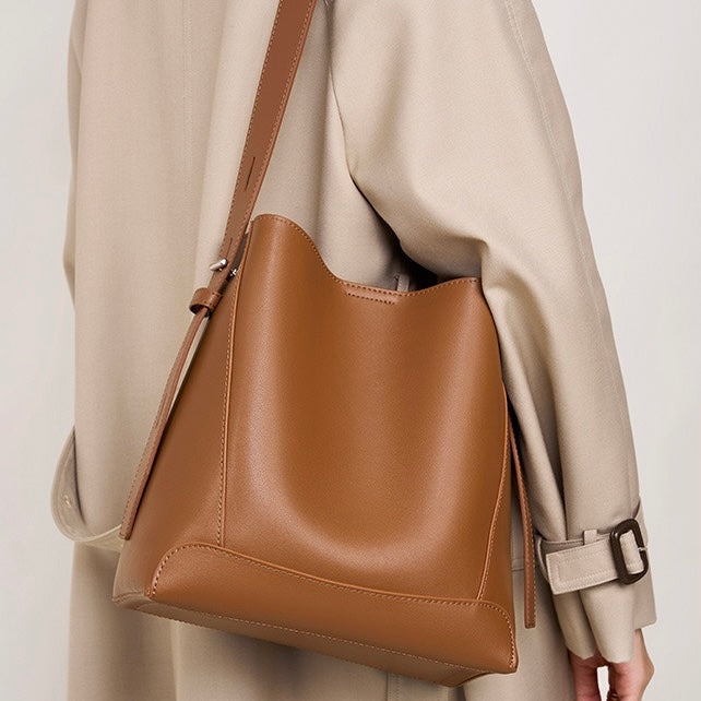Women's Bucket Bag, Shoulder Bag with Inner Zipper Pocket