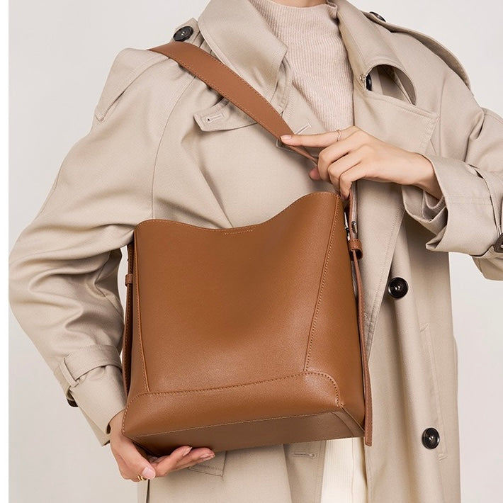 Women's Bucket Bag, Shoulder Bag with Inner Zipper Pocket