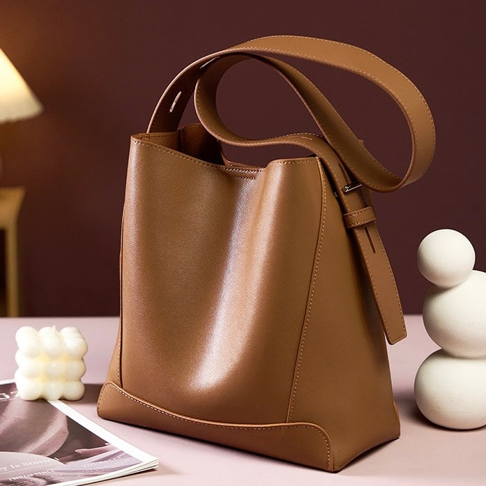 Women's Bucket Bag, Shoulder Bag with Inner Zipper Pocket