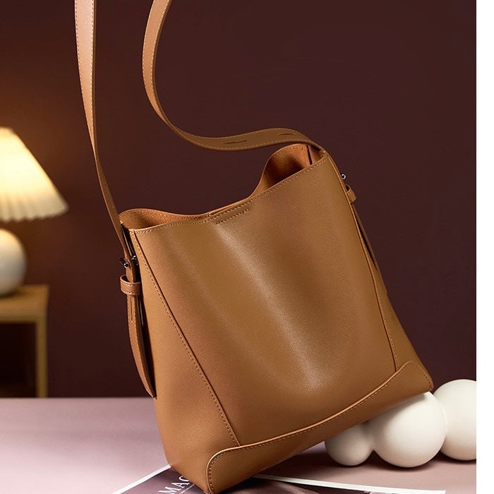 Women's Bucket Bag, Shoulder Bag with Inner Zipper Pocket