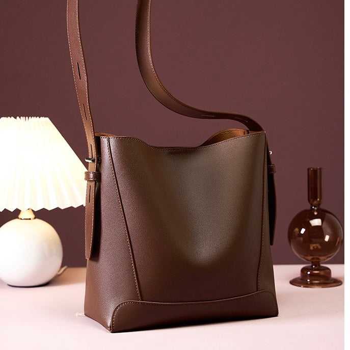 Women's Bucket Bag, Shoulder Bag with Inner Zipper Pocket