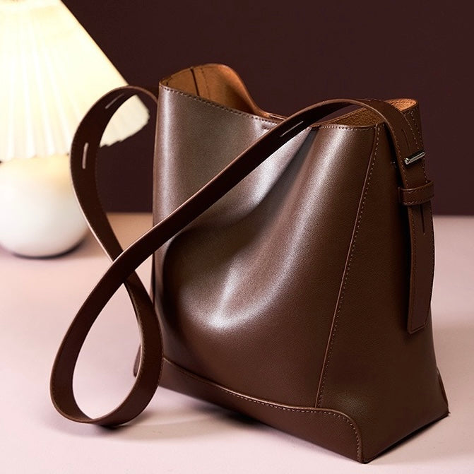 Women's Bucket Bag, Shoulder Bag with Inner Zipper Pocket
