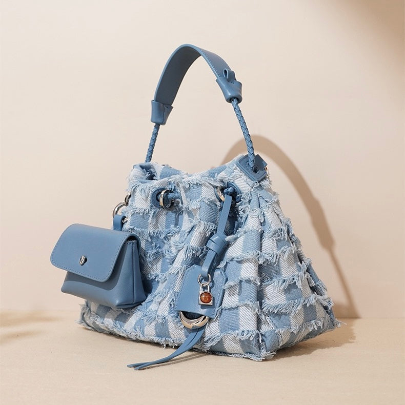 Fringe Bucket Bag with detachable mini pouch