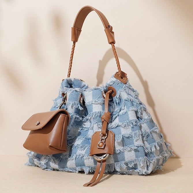 Fringe Bucket Bag with detachable mini pouch