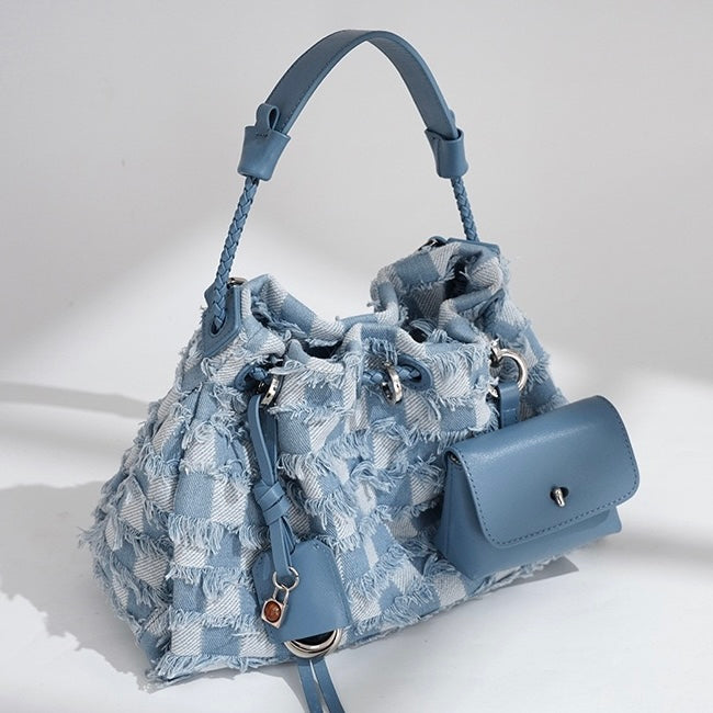 Fringe Bucket Bag with detachable mini pouch