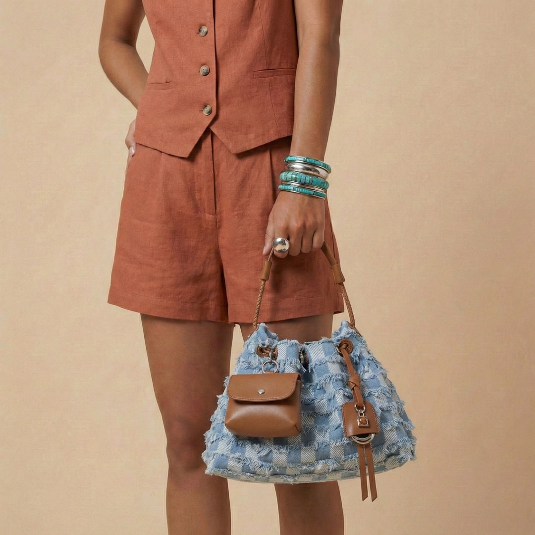 Fringe Bucket Bag with detachable mini pouch