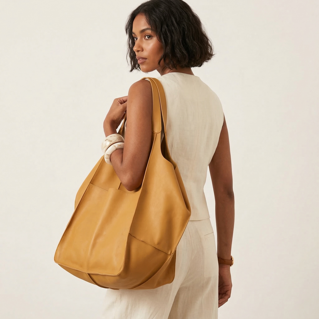Oversized Leather Tote Bag, Large Shoulder Bag