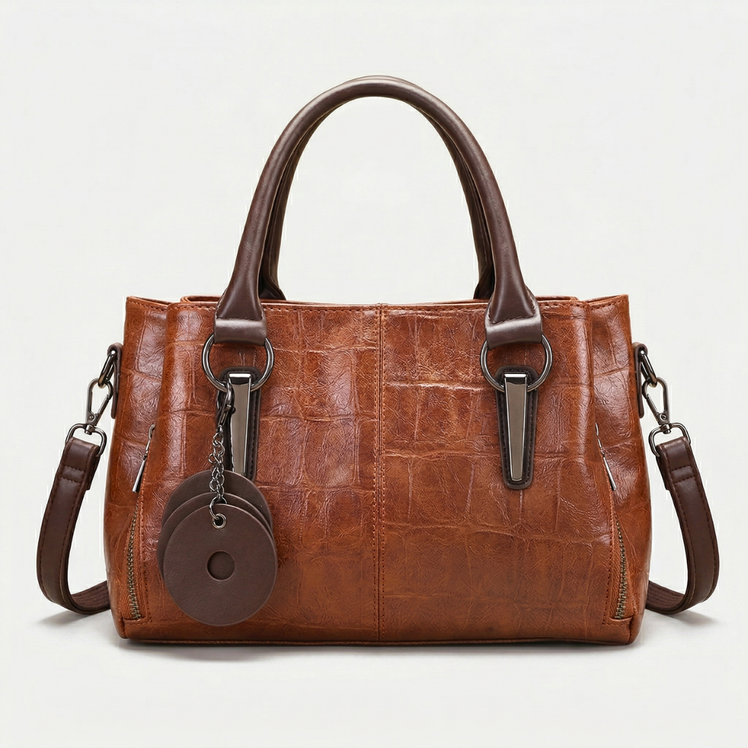 Vegan Leather Top-Handle Shoulder Bag