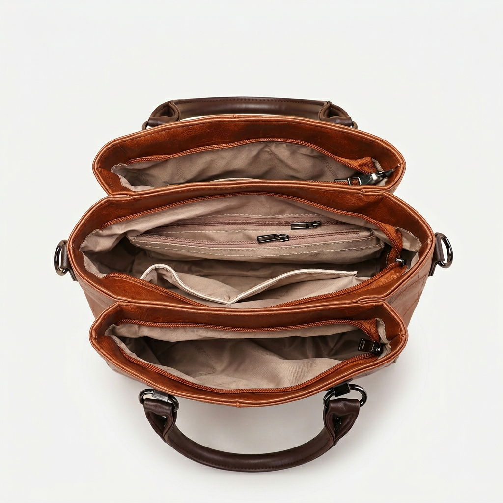 Vegan Leather Top-Handle Shoulder Bag