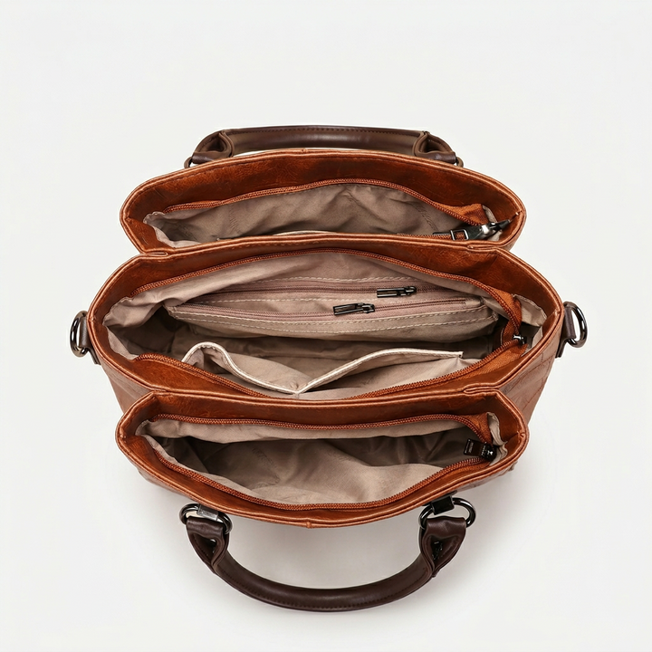Vegan Leather Top-Handle Shoulder Bag