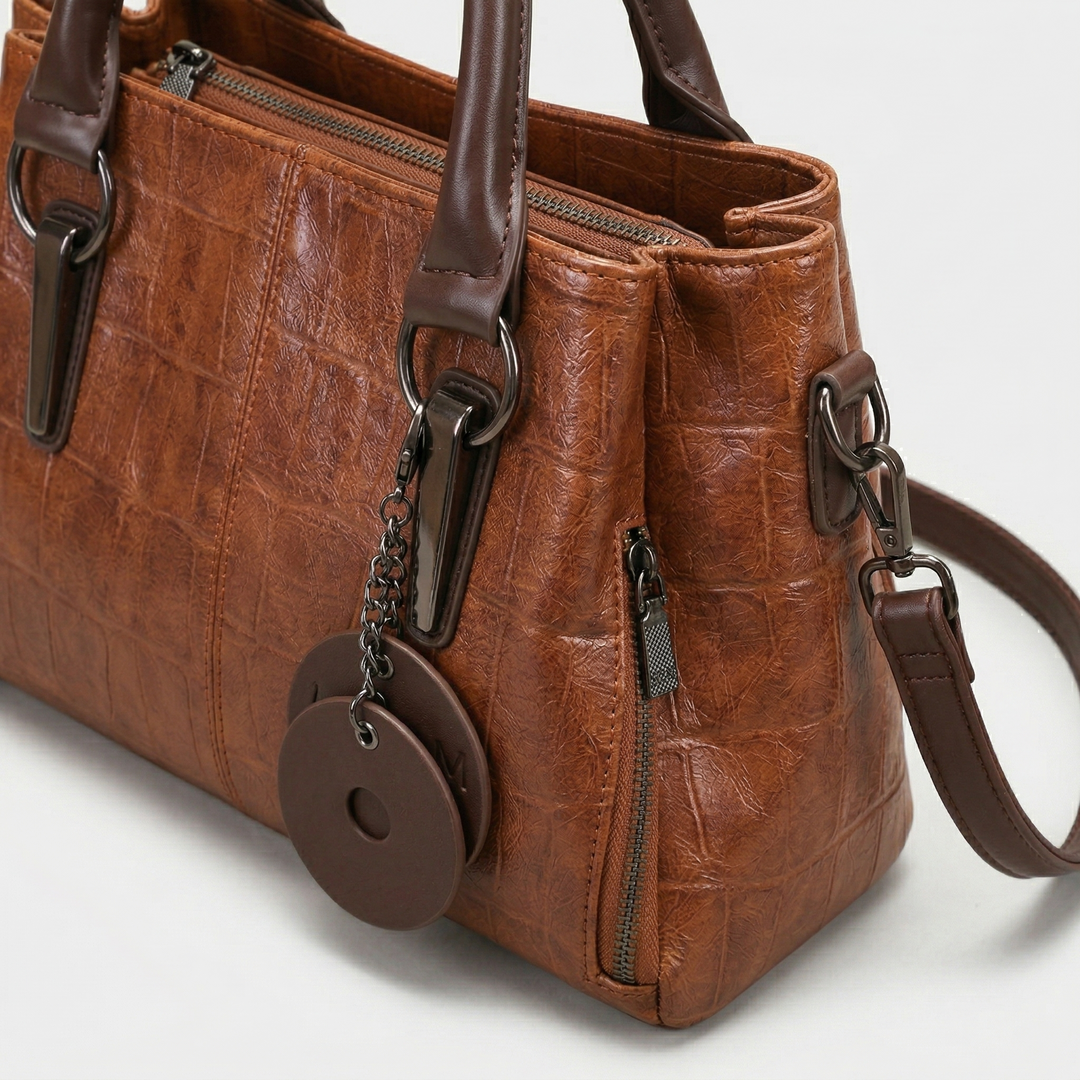 Vegan Leather Top-Handle Shoulder Bag