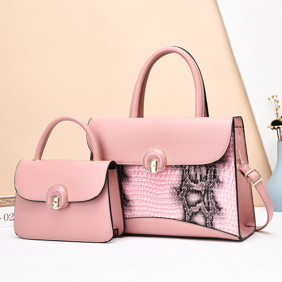 Women's Handbag Set with Luxurious Crocodile Leather Design
