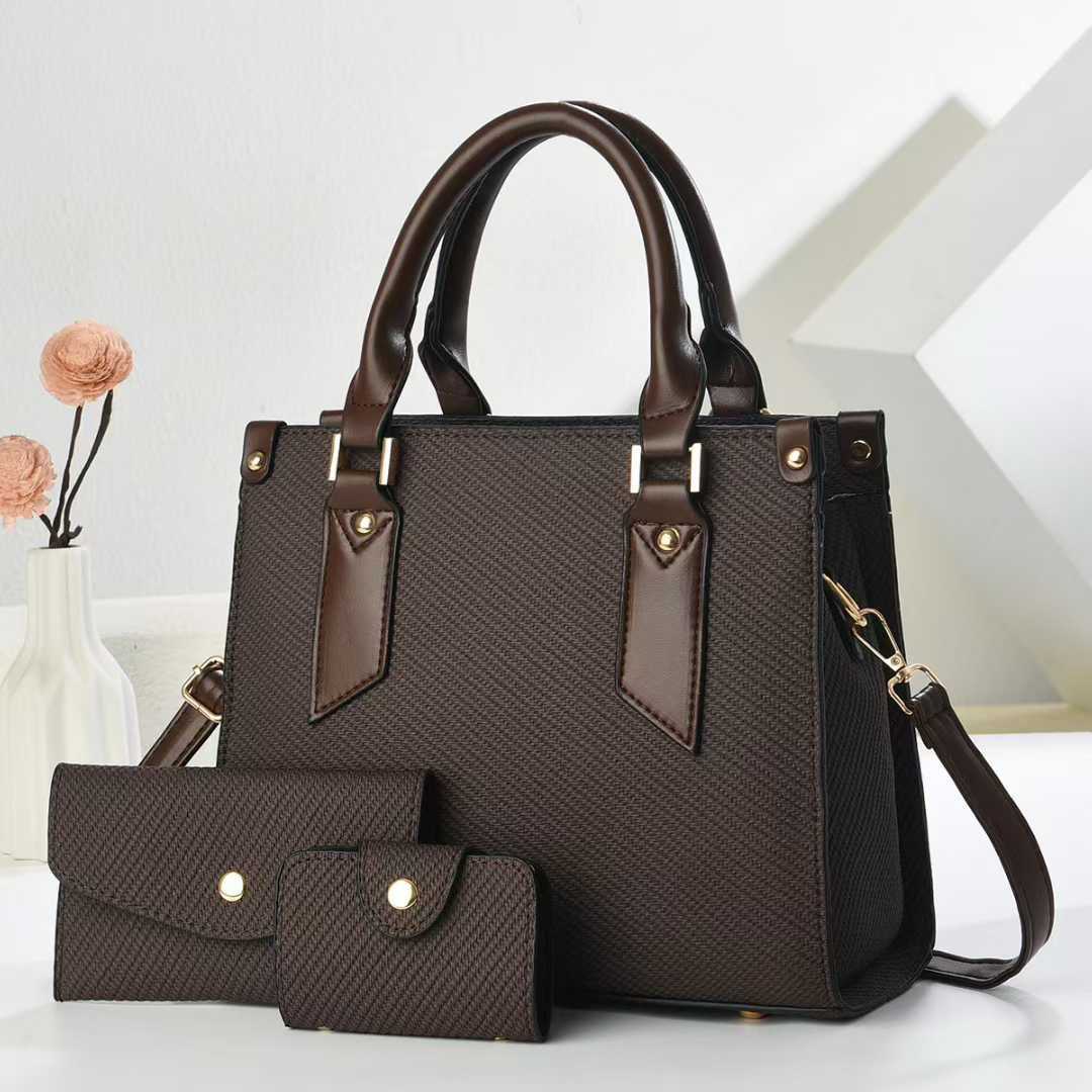 Women's tote bag with textured design and detachable clutch