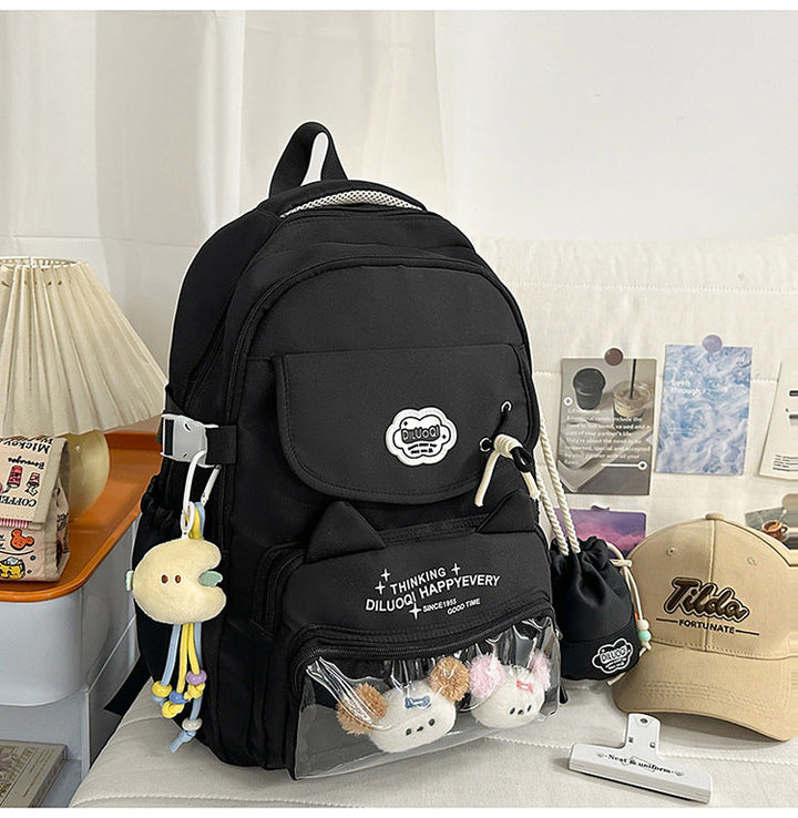 Cat-Designed Multi-Pocket School Backpack
